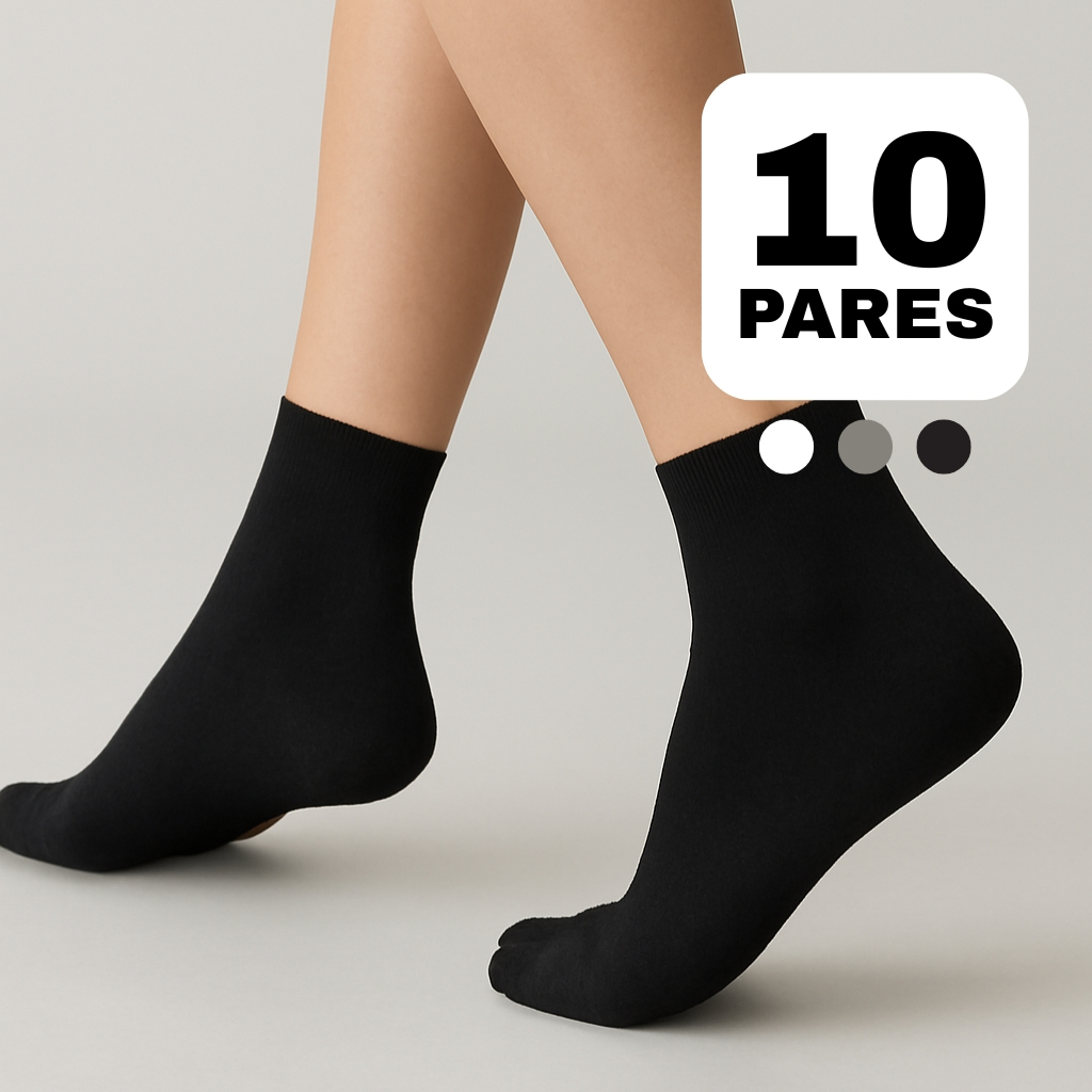 Kit 10 Pares Meia Cano Médio Lisa Unissex Confortáveis Esportivas Básicas Casuais