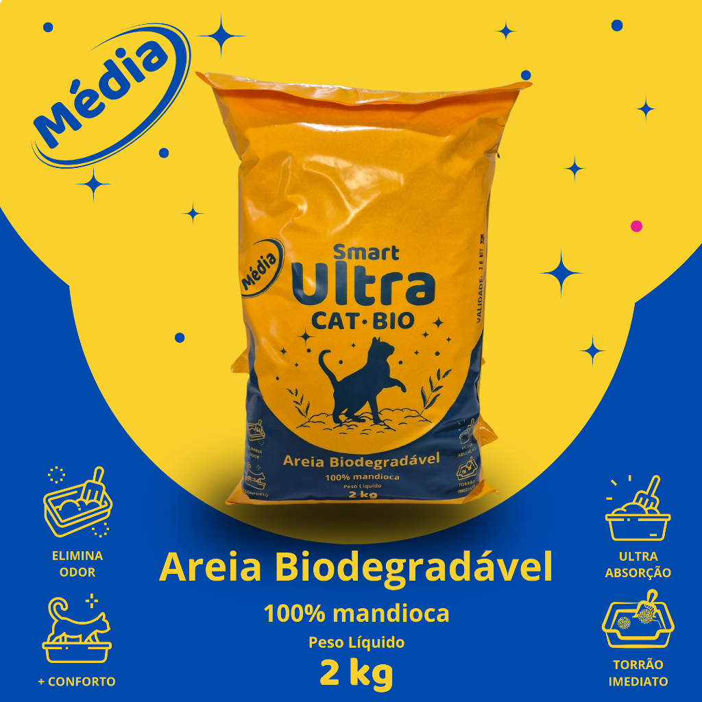 Areia Ecológica para Gatos 2kg + Coleira – Biodegradável, Sem Poeira, Natural