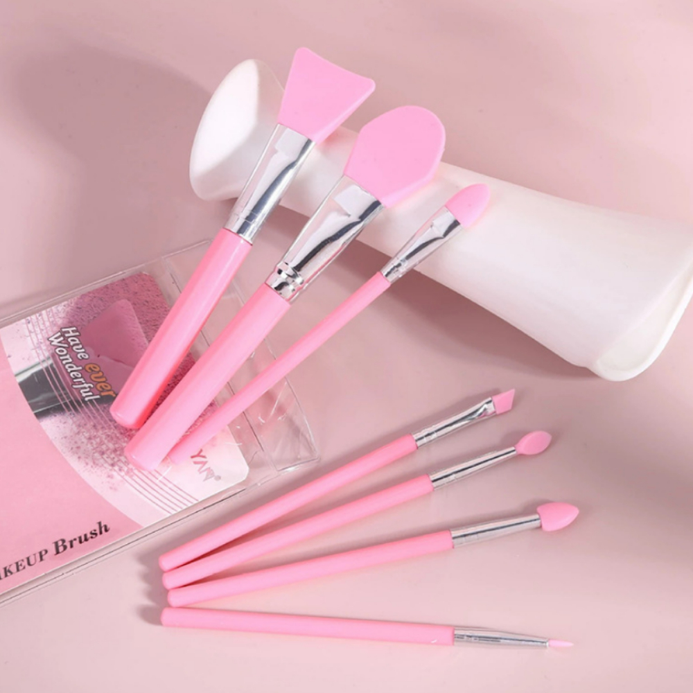 Kit 7 Pincéis Espátula de Silicone para Máscara Facial Skincare e Maquiagem Flexível e Lavável