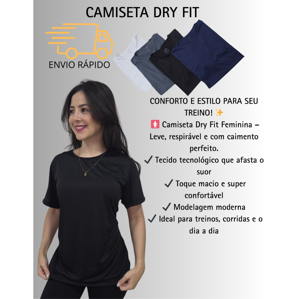 CAMISETAS FEMININA DRY FIT KIT 3 ACADEMIA LEVE CONFORTÁVEL CORRIDA CAMINHADA MUSCULAÇÃO ESPORTES   TREINO YOGA PILATES"