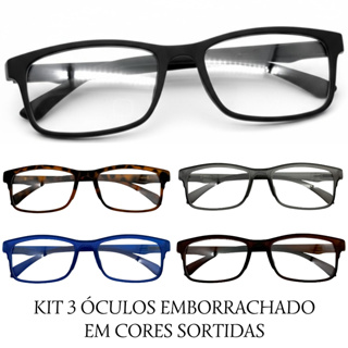 Kit 3 Óculos Leitura Emborrachado Lentes Grau Perto Descanso Leitura Presbiopia Masculino e Feminino em Oferta na Shopee