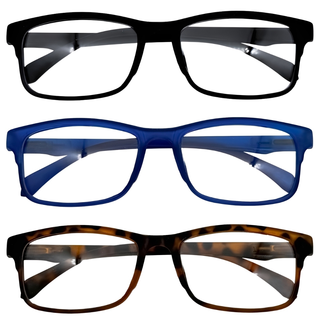 Kit 3 Óculos Leitura Emborrachado Lentes Grau Perto Descanso Presbiopia Vista Cansada Farmacia