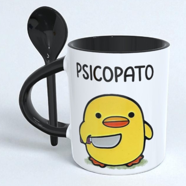 Caneca Psico PATO porcelana 325ml em Oferta na Shopee