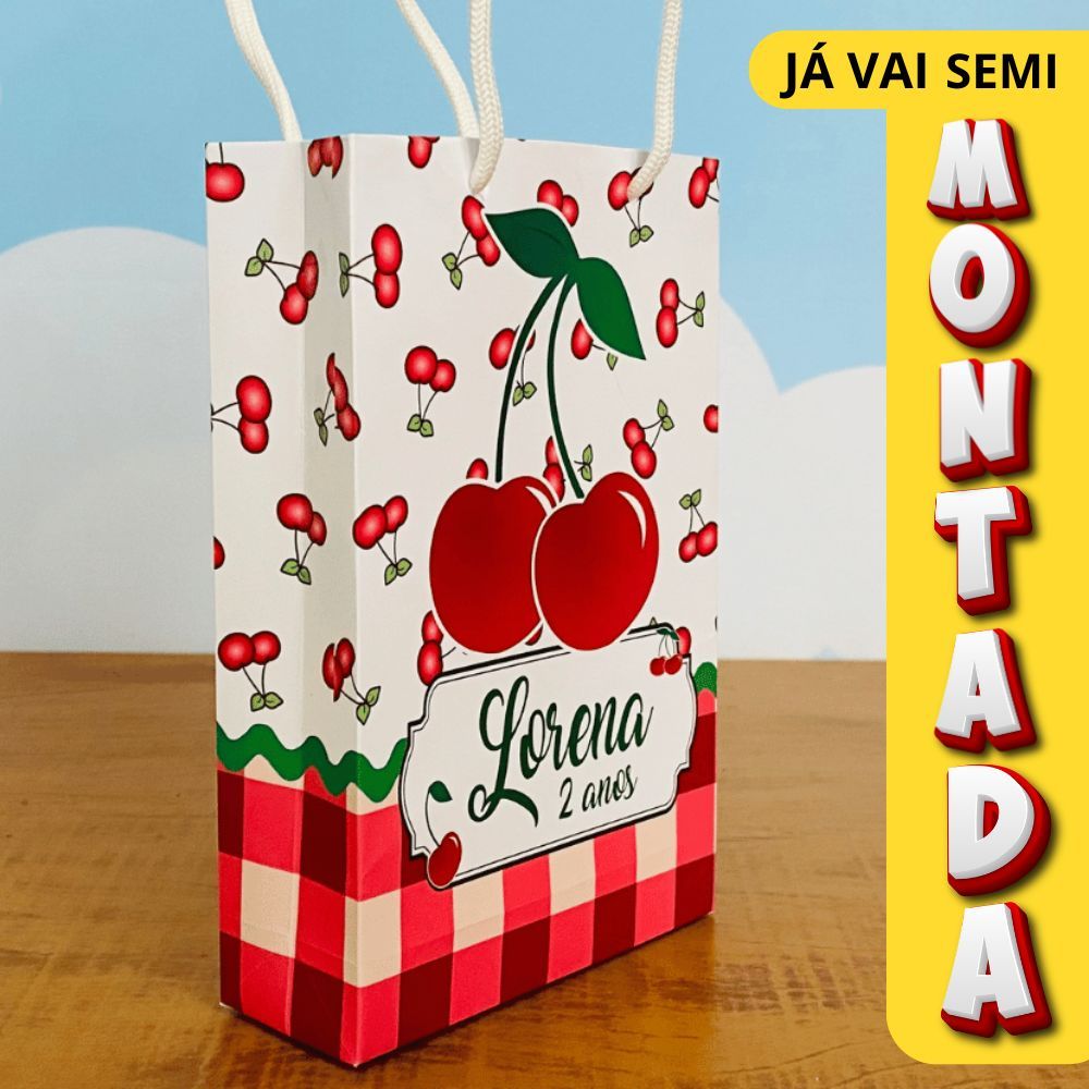 Sacolinha Surpresa Personalizada Lembrancinha CEREJA - JÁ VAI MONTADA