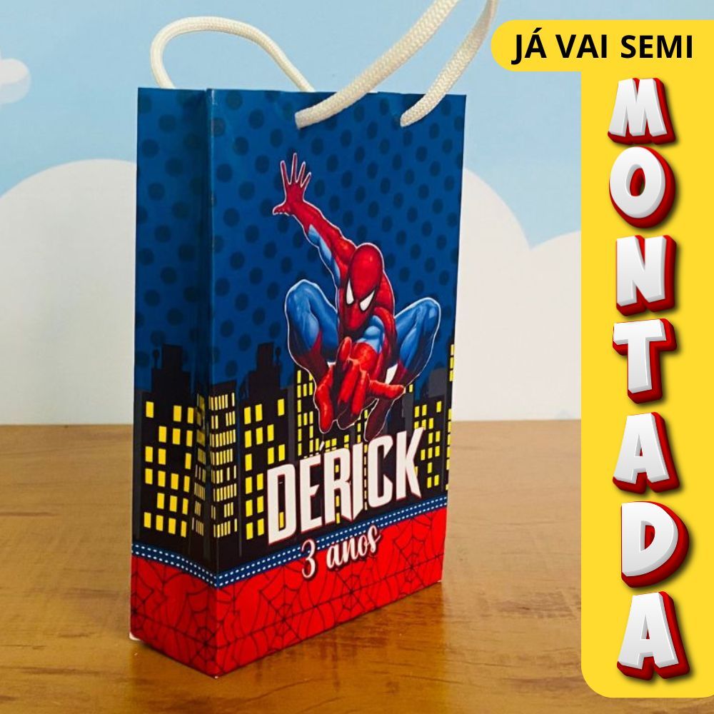 Sacolinha Personalizada HOMEM ARANHA - JÁ VAI MONTADA