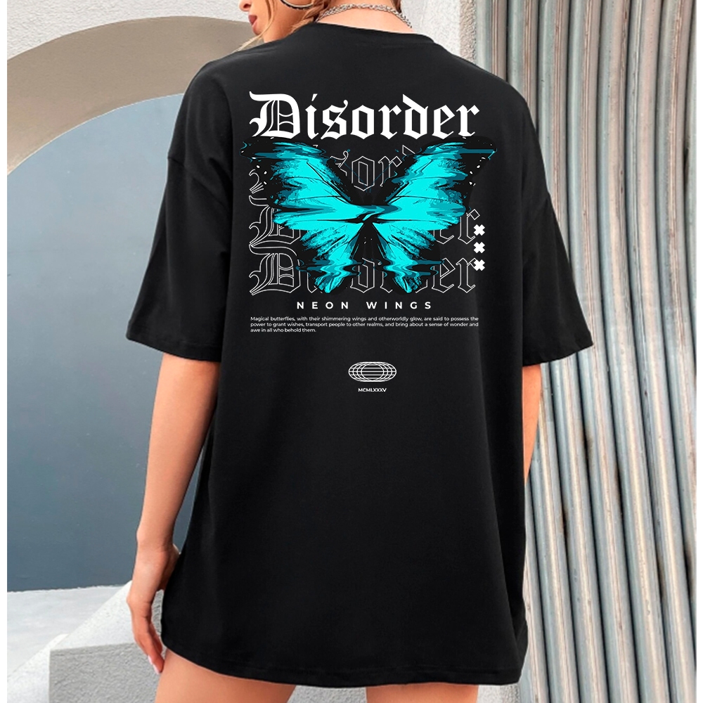 Camiseta Oversized Premium Borboleta Azul Blusão 100% Algodão Confortavel Moda StreetWear Unissex