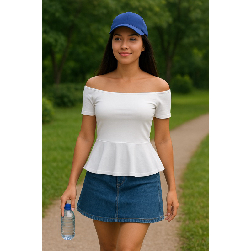 Blusa Feminina Cigana Ombro a ombro Babado Peplum manga curta moda