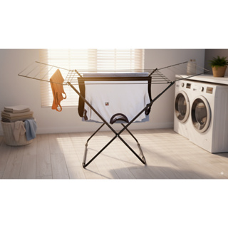 Varal De Chão Com Abas Dobravel Aço Pratico E Econômico 11kg Cor Preto em Oferta na Shopee