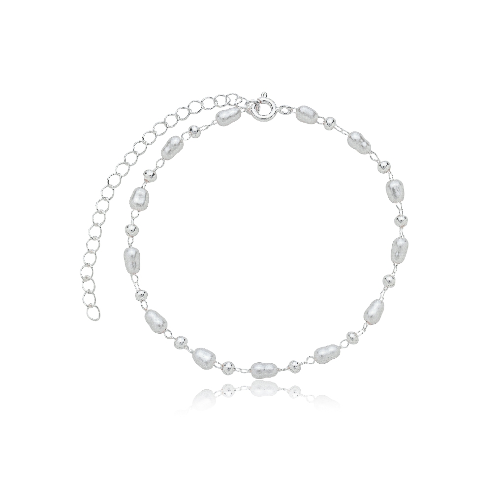 Pulseira mini pérola barroca orgânica à prata 925