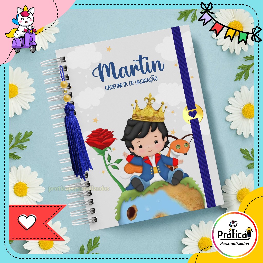 Caderneta de Vacinação Infantil Personalizada Nome na Capa Diversos Temas Pequeno Príncipe