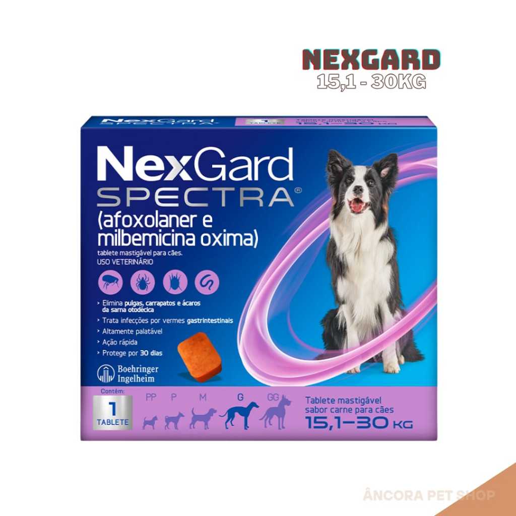 NexGard Spectra Cães Antipulgas e Vermífugo 15,1 -30kg 1 Tablete em Oferta na Shopee