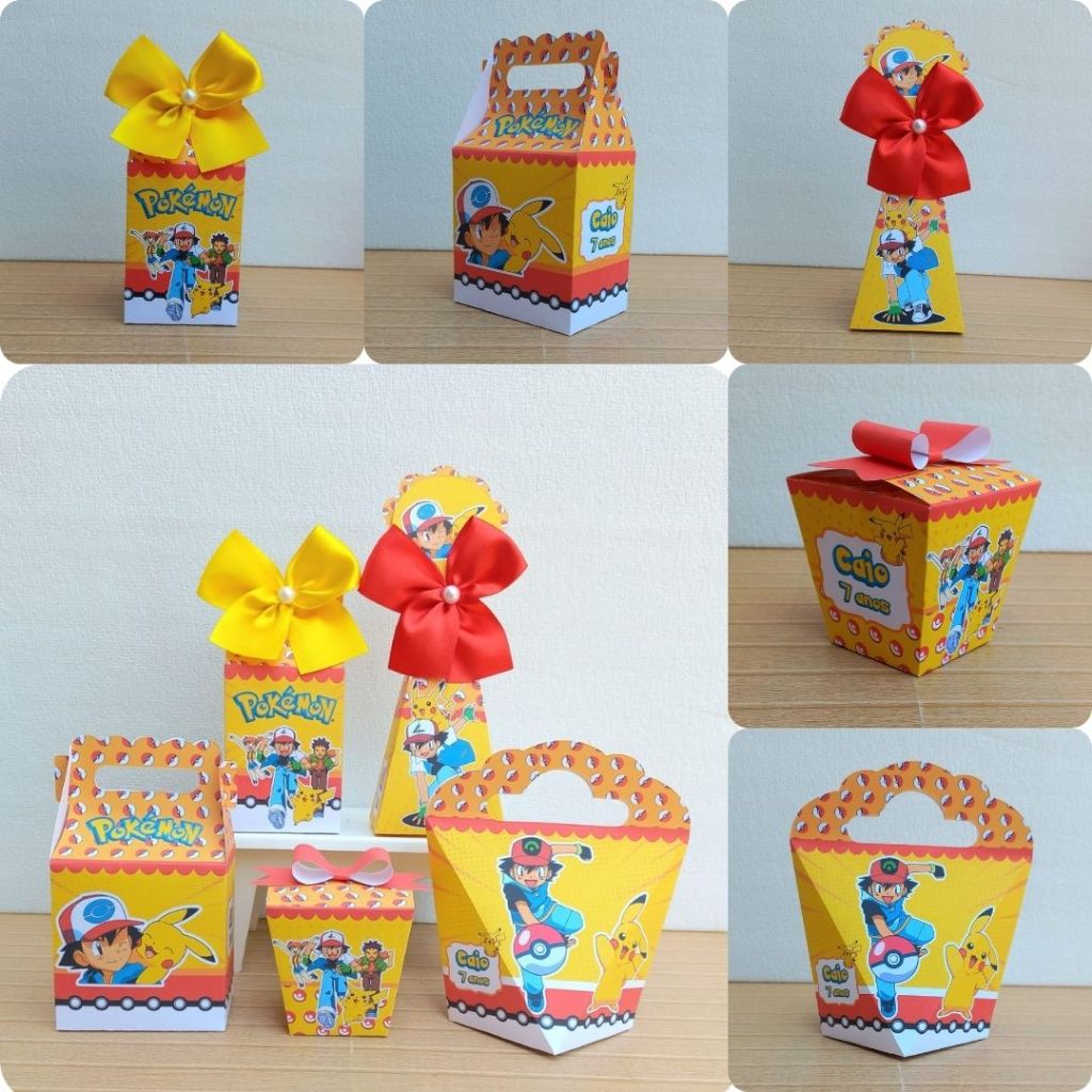 PEGUE E MONTE/MONTADO - Kit Festa Personalizado Pokémon Lembrancinhas Caixinhas para Festa