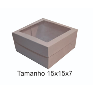 Caixa com Visor 15x15x7  - Branca/Kraft - 10/20/30/40/50 unidades em Oferta na Shopee