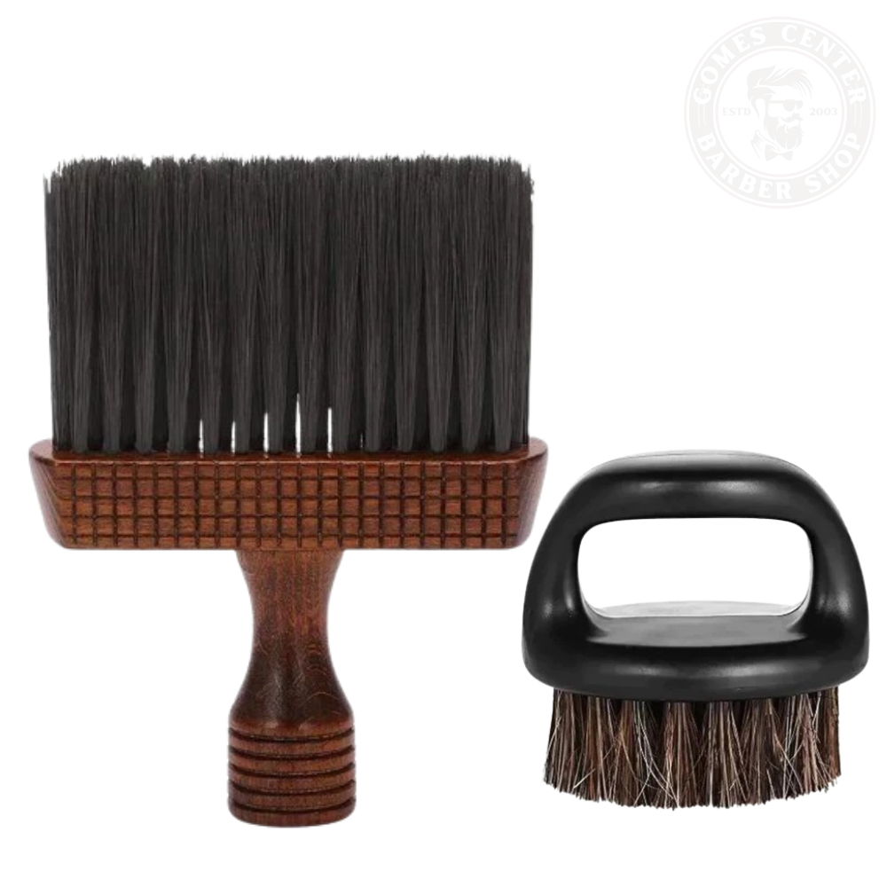 Kit Espanador de Rústico Profissional e Escovinha de Dedo Wins - Barbearia/Barbeiro