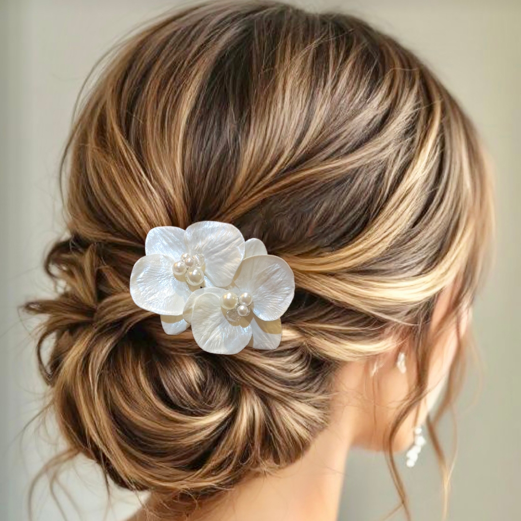 Orquídea Perolada Grinalda Arranjo de Cabelo Noiva