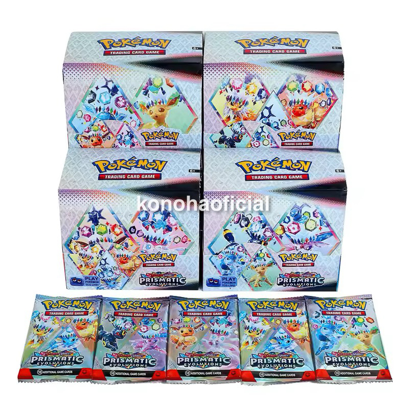 Booster Box 360 Cartas Pokémon TCG Scarlet Violet Prismatic Evolutions Eevee Umbreon Sylveon Leafeon Colecionáveis