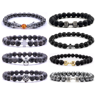 Pulseira De Pedras Bolinhas 8mm Com Pingente - Masculina Feminina em Oferta na Shopee