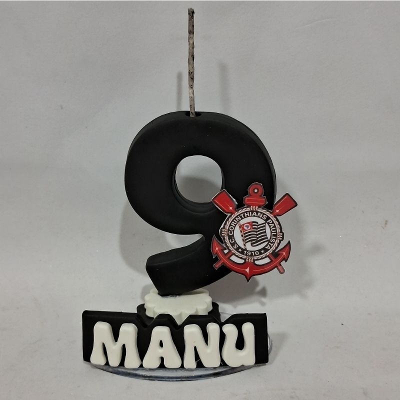 vela/topo de bolo Corinthians em biscuit em Oferta na Shopee