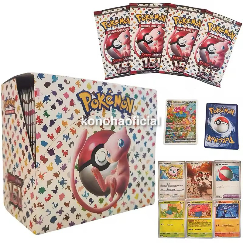 Box 360 Cartas Pokémon TCG Scarlet Violet 151 Mew Coleção Kanto Booster Colecionáveis