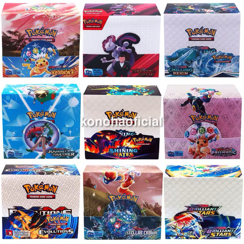360 Pçs/Caixa Cartas de Pokémon Booster Box 36 Pacotes Brilhantes Pokemon Caixa de Exibição Booster Para Jogo de Batalha