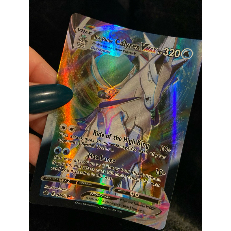 Carta Pokemon Calyrex 046/198 VMax Cavaleiro Glacial inglês Card importado