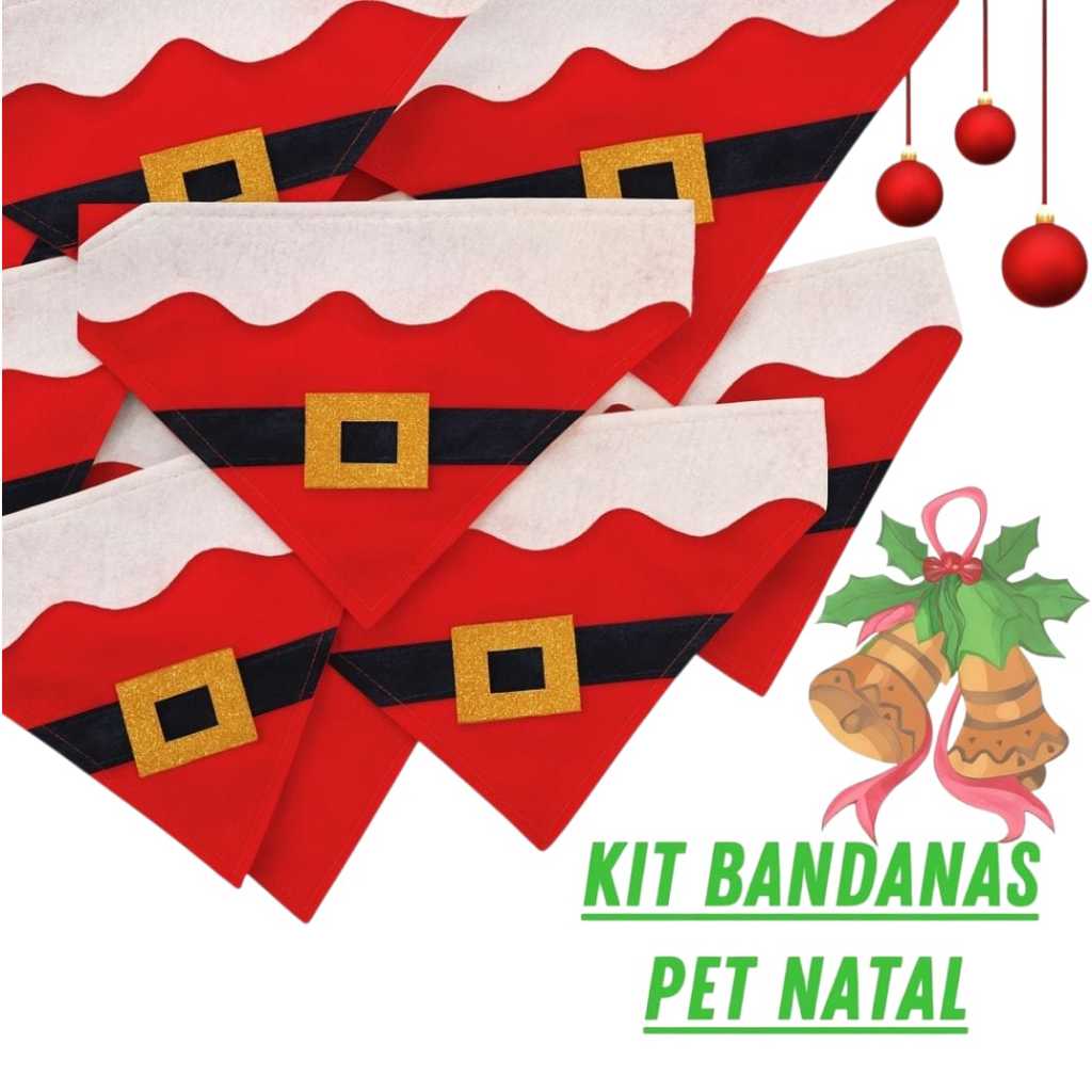 Kit 12 Bandanas Natalinas Pet Shop Banho e Tosa para Cachorro e Gato