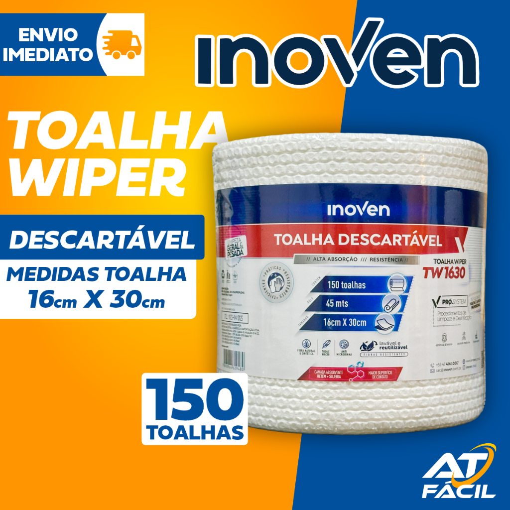 Toalha Descartável Wiper TW1630 - C/150 16x30cm - INOVEN em Oferta na Shopee