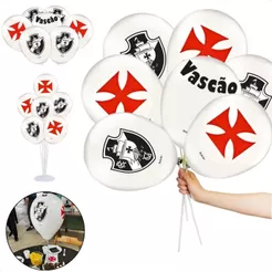 Balão Bexiga Tema Vasco da Gama Decoração Festa Aniversário Vascaíno Vascão Time Futebol N9 Kit C/25