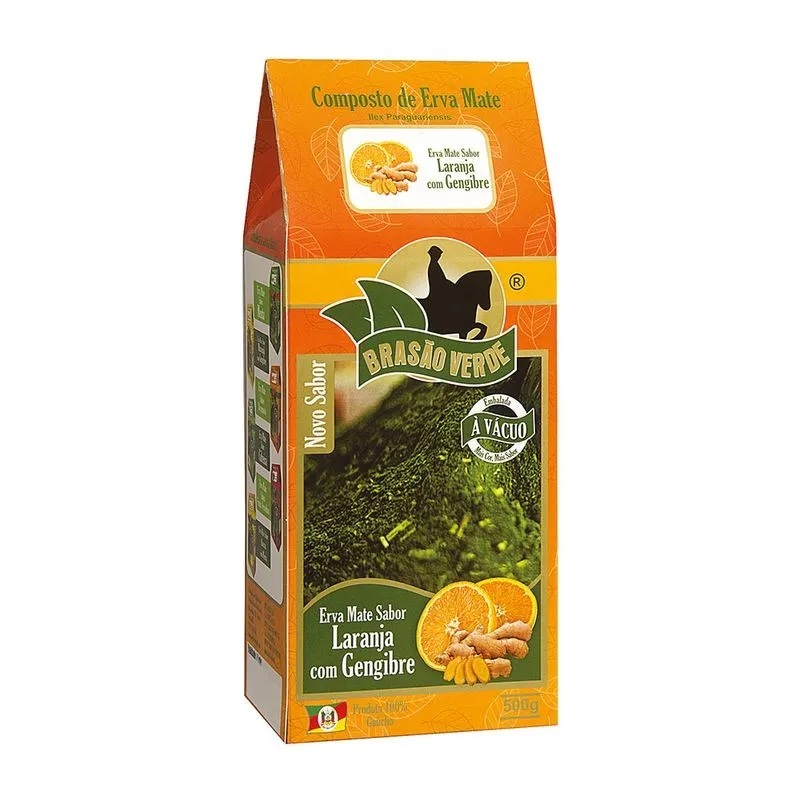 Erva-mate Laranja com Gengibre Brasão Verde 500g