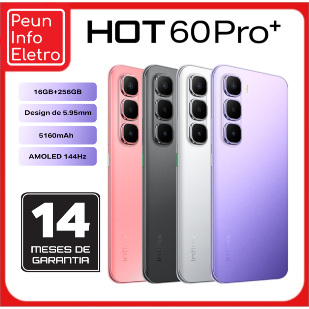 Infinix Hot 60 Pro+ Al Phone mais fino do mundo 5,95mm 16 GB+256GB  tela curva 3D  de144 Hz bateria de 45W+516 mAh NFC