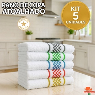 Kit 5 Panos de Prato 45x70 Jacquard Premium Atoalhado Copa Toalha de Cozinha em Oferta na Shopee