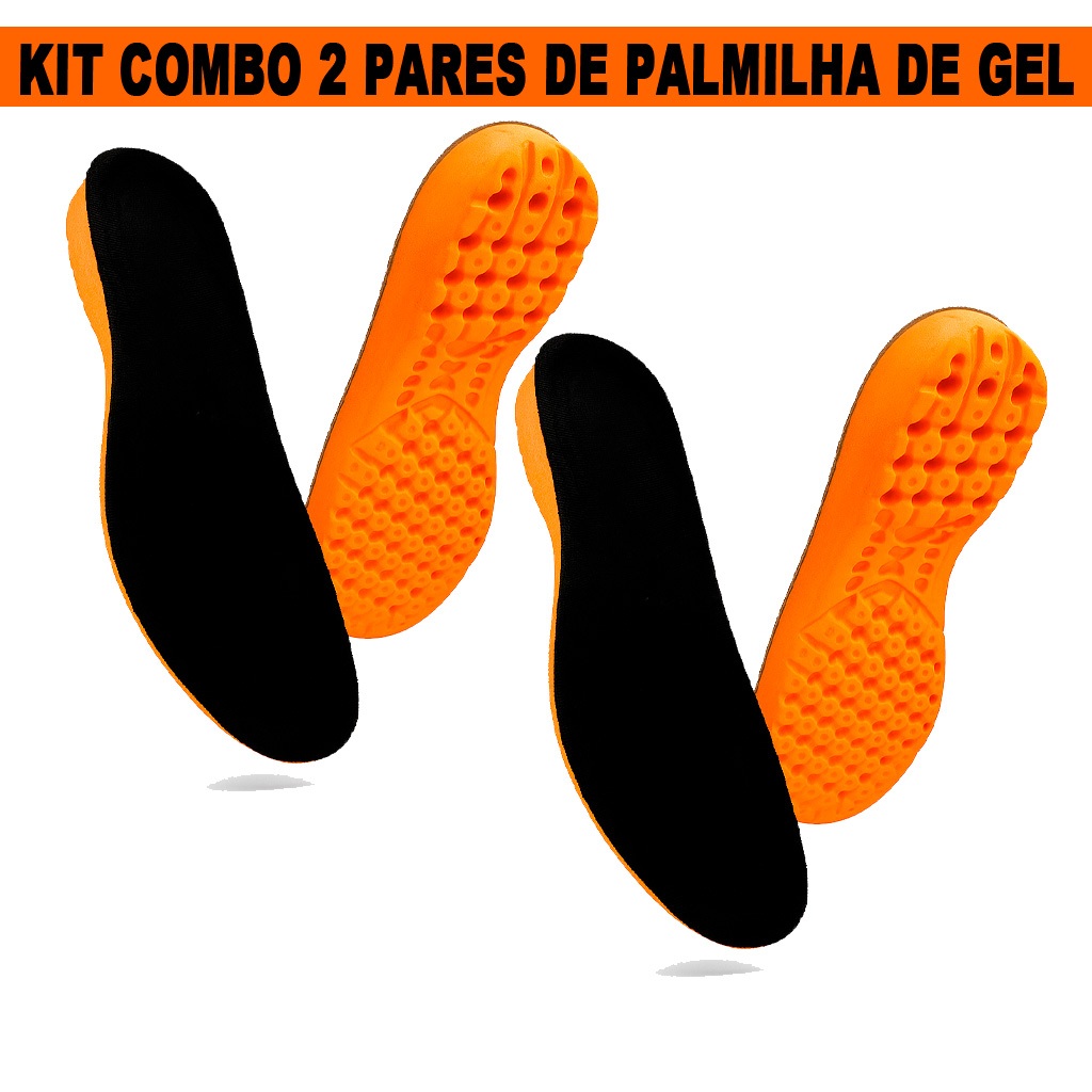 Kit com 2 Pares de Palmilha Ortopédica em Gel Para Várias Horas de Trabalho Alivia Dores Confortável