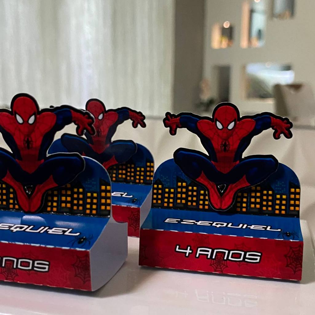 PORTA BIS DUPLO HOMEM ARANHA PERSONALIZADO COM APLIQUE PEGUE E MONTE- LEMBRANCINHA HOMEM ARANHA-FAZEMOS TODOS OS TEMAS-