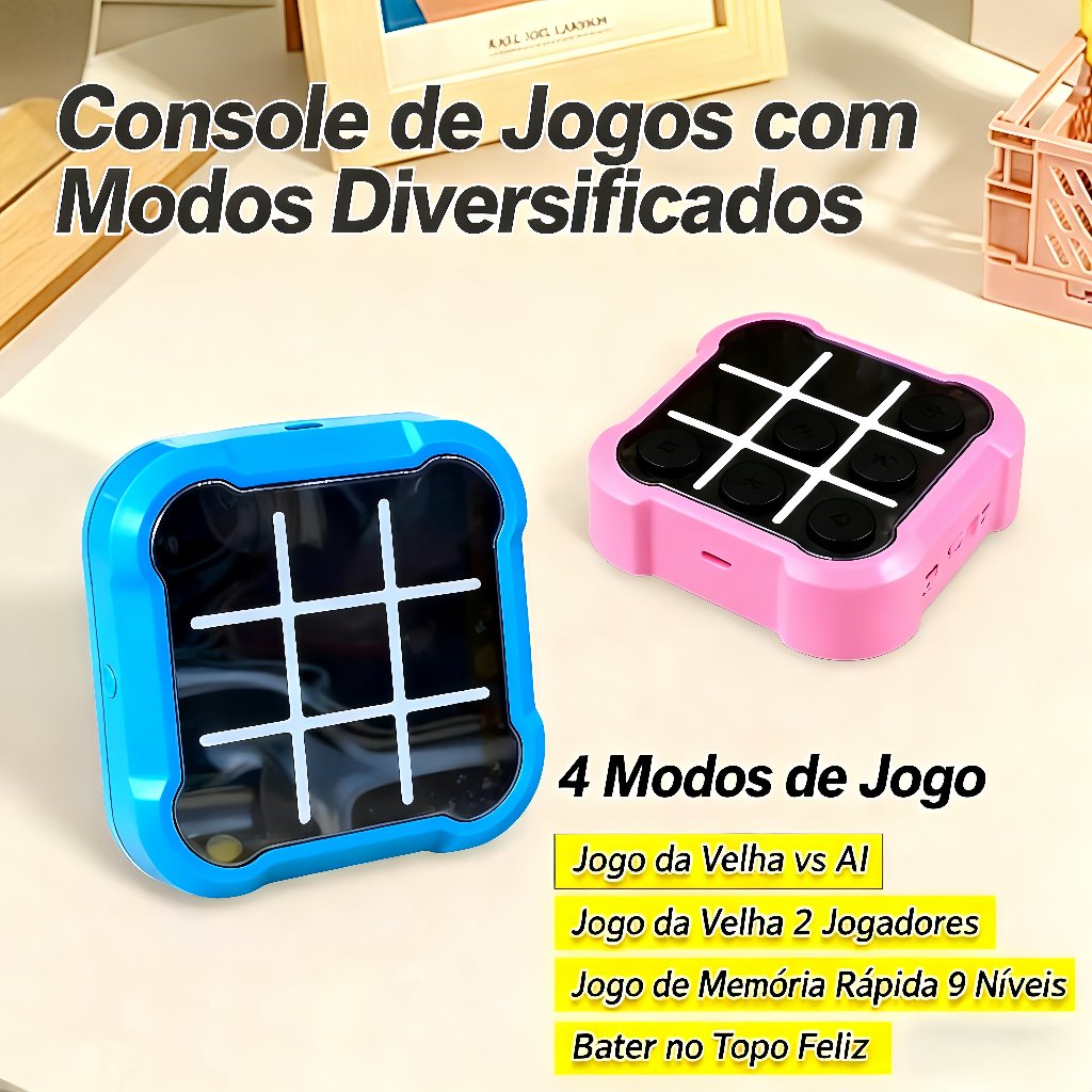 Jogo Da Velha Digital 3 Em 1 Compacto E Portátil Console Jogo da Memória Recarregável