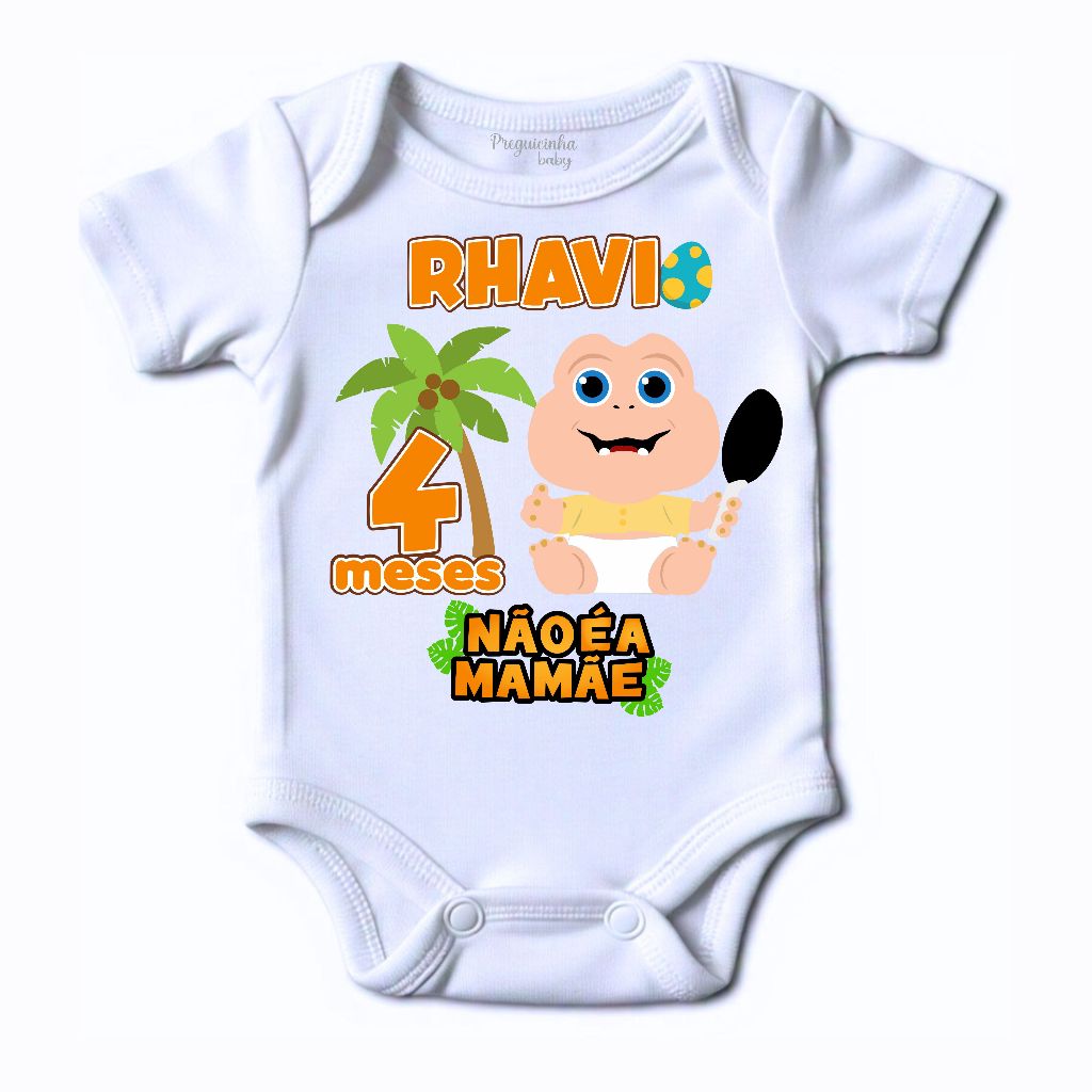 Body bebe tema não é a mamãe personalizado com nome e mes baby familia dinossauro em Oferta na Shopee
