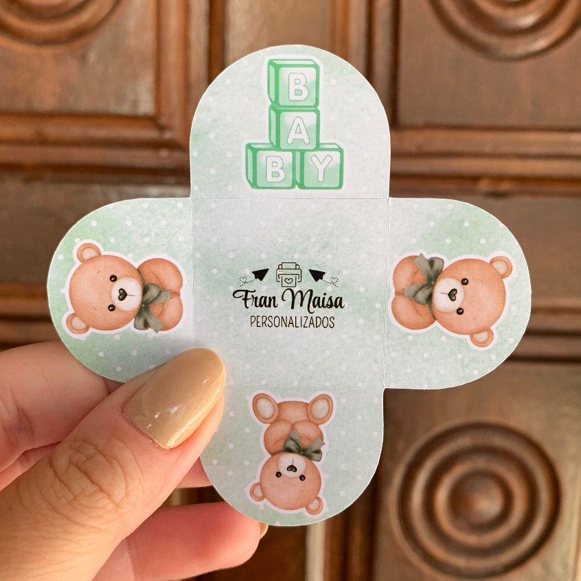 Envio em 24h Forminhas para Doces Ursinho Verde 4 Pétalas Festa Aniversário Personalizadas