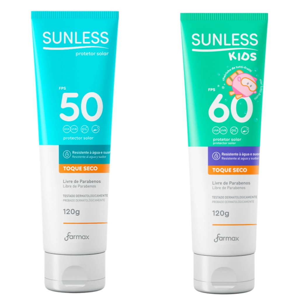 Kit Promocional Protetor Solar Sunless Família FPS 50 Adulto + Kids FPS 60 Alta Proteção UVA UVB