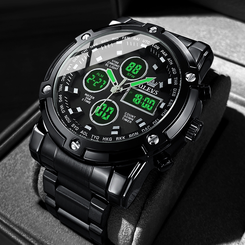 OLEVS Relógios Masculino digital À prova de água quartzo relogio esportivo luminoso eletrônico 1106 em Oferta na Shopee