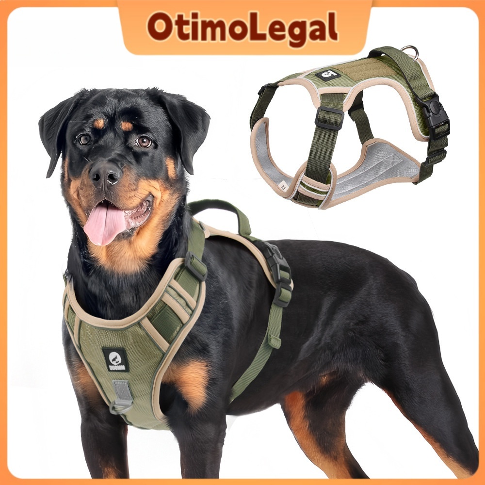 Coleira Peitoral para Cães Ajustável e Reflectora - Com Guia e Pega Reforçada