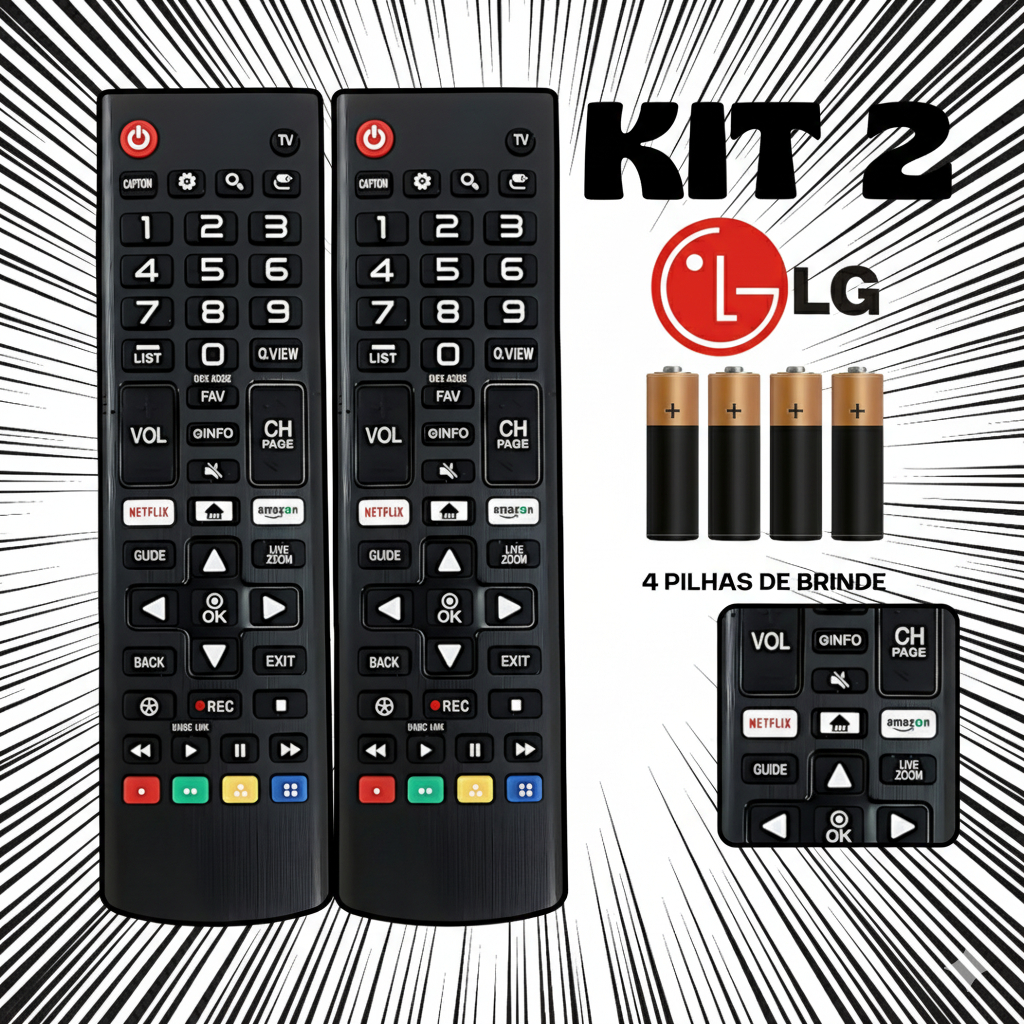 Controle Remoto Genérico LG Compatível Smart TV 4K LED LCD 24 a 65 Polegadas