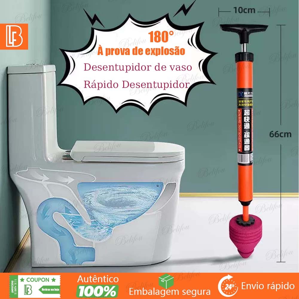 Desentupidor de Vaso Sanitário Pia Alta Pressão Tipo Bomba de Sucção Profissional Borracha Reforçada Portátil