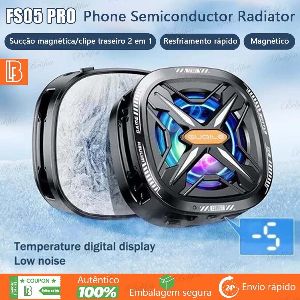 FS05 Pro Radiador de Celular Magnético Phone Cooler Para Jogos Resfriamento Rápido RGB Portátil Display Digital