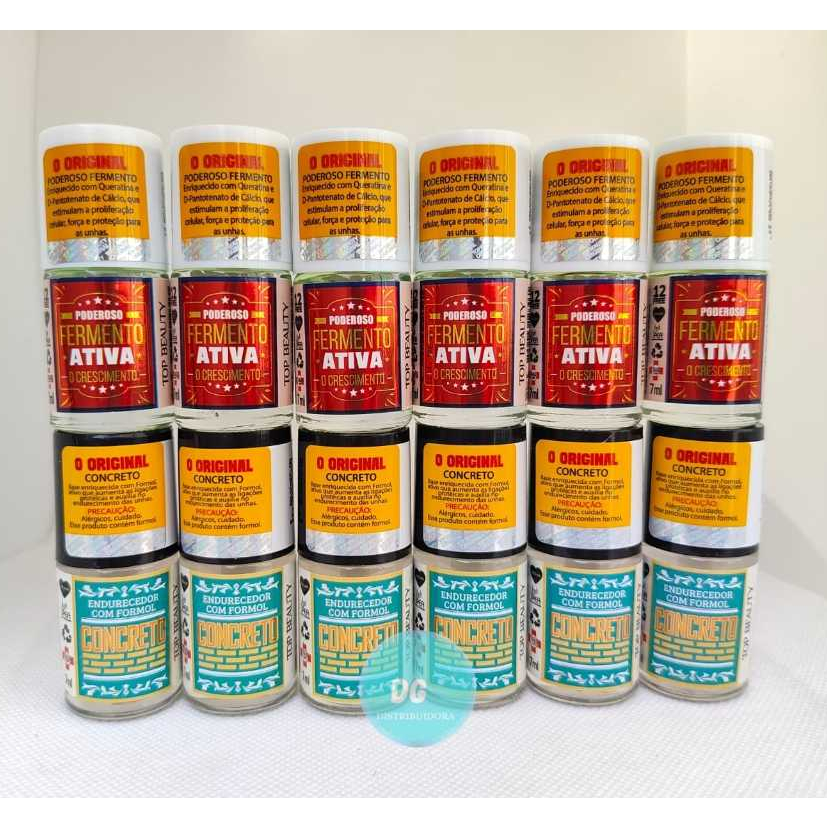 Kit Com 12 Bases - 6 Bases Concreto + 6 Bases Fermento Sos Unhas Top Beauty em Oferta na Shopee