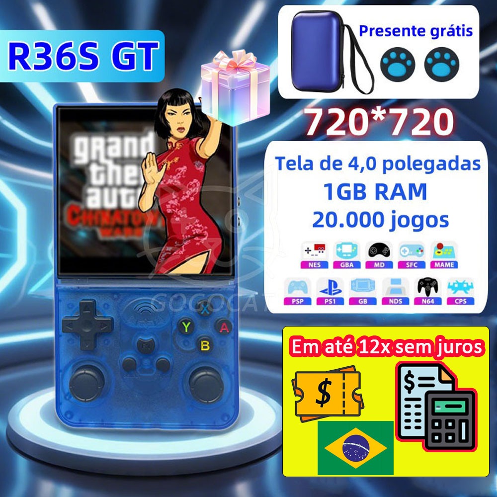 2025 Novo R36S GT console Videogame Portátil GTA/King of Fighter/God of War Jogos Retrô PSP 4 Polega