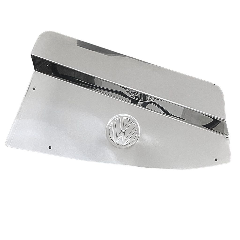Capa de Radiador Aço Inox Cromado Preto Logo VW Veículos Versão Bola Gol Saveiro Parati — imagem 2 de 2