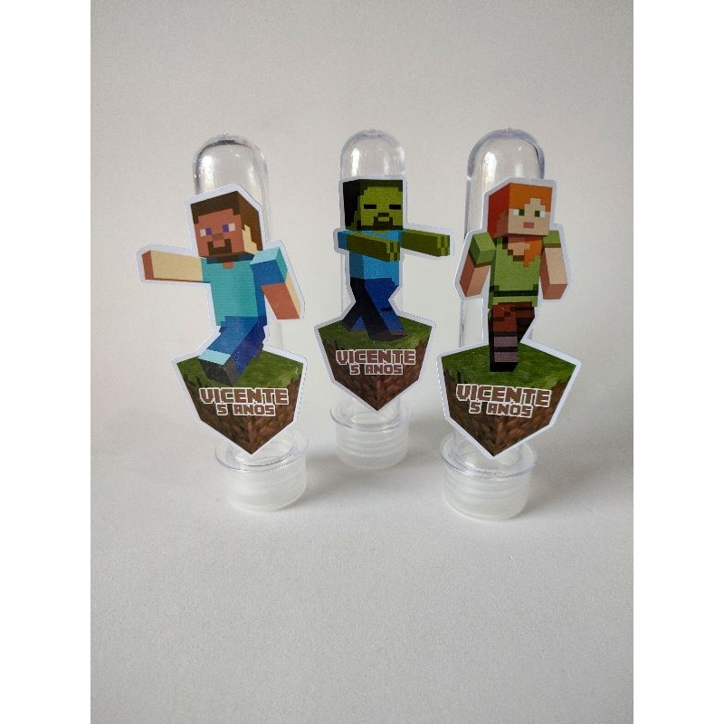 Aplique para Tubete 13 cm Minecraft personalizado nome e idade. Lembrancinha Minecraft. Faço outros temas.