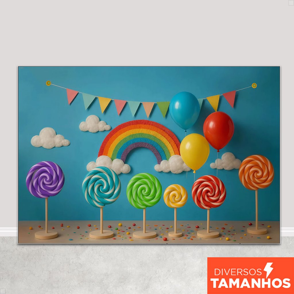 Fundo Fotográfico Dia das Crianças Doces Pirulito Painel  para Foto Infantil Tecido Sublimado- C-703 em Oferta na Shopee