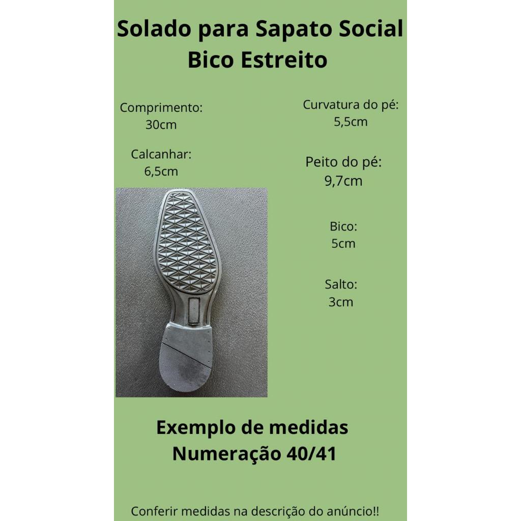 SOLADO PARA SAPATO SOCIAL BICO ESTREITO (PAR) — imagem 2 de 2