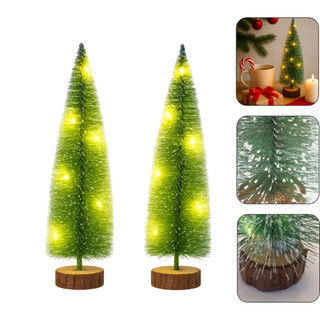 Mini arvore Natal mesa madeira led enfeite decoração madeira Natalino Papai Noel neve Pinheiro Vila