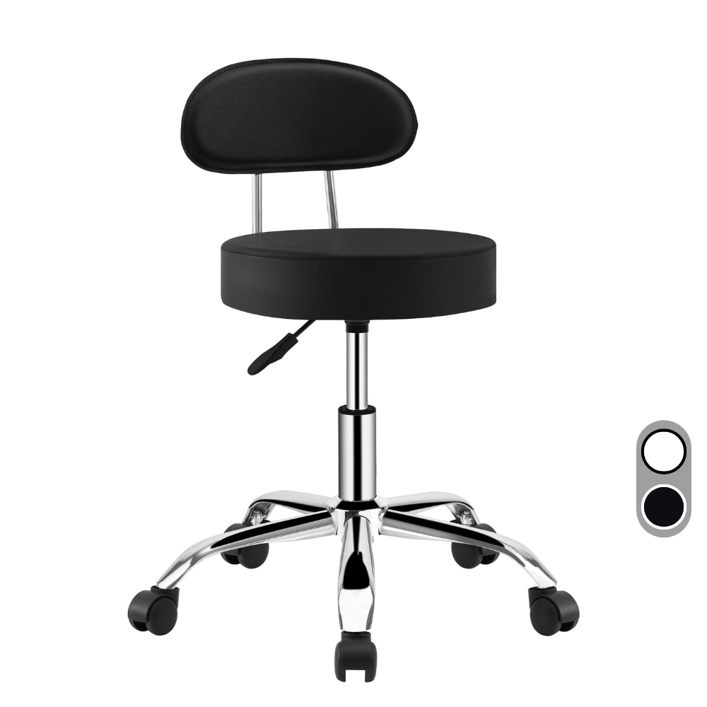 Cadeira Mocho Com Encosto Estofado Premium Giratória Estética Massagista e Tatuador Base Cromada Ferro em Oferta na Shopee